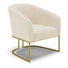 Poltrona Stella Linho Base Metálica Industrial Dourado - D'Rossi