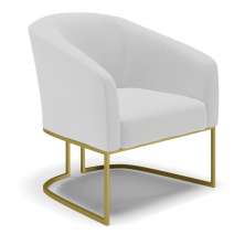 Poltrona Stella Linho Cinza A05 Base Metálica Industrial Dourado - D'Rossi