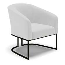 Poltrona Stella Linho Cinza A05 Base Metálica Industrial Preto - D'Rossi