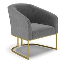 Poltrona Stella Linho Grafite A26 Base Metálica Industrial Dourado - D'Rossi