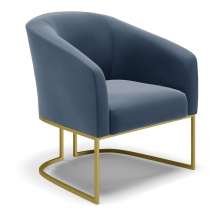 Poltrona Stella Suede Azul Marinho Base Metálica Industrial Dourado - D'Rossi