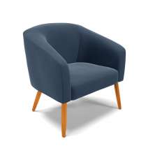 Poltrona Stella Suede Azul Marinho Pés Palito Castanho D'Rossi