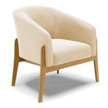 Poltrona Stella Suede Bege Base Madeira Castanho - D'Rossi
