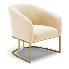 Poltrona Stella Suede Bege Base Metálica Industrial Dourado - D'Rossi