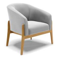 Poltrona Stella Suede Cinza Base Madeira Castanho - D'Rossi