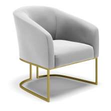 Poltrona Stella Suede Cinza Base Metálica Industrial Dourado - D'Rossi