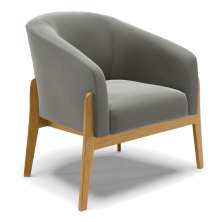 Poltrona Stella Suede Grafite Base Madeira Castanho - D'Rossi