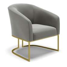 Poltrona Stella Suede Grafite Base Metálica Industrial Dourado - D'Rossi
