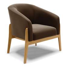 Poltrona Stella Suede Marrom Base Madeira Castanho - D'Rossi