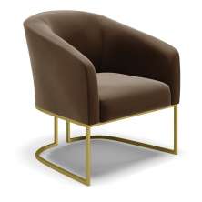 Poltrona Stella Suede Marrom Base Metálica Industrial Dourado - D'Rossi