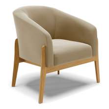 Poltrona Stella Suede Marrom Rato Base Madeira Castanho - D'Rossi