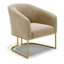 Poltrona Stella Suede Marrom Rato Base Metálica Industrial Dourado - D'Rossi