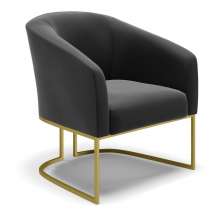 Poltrona Stella Suede Preto Base Metálica Industrial Dourado - D'Rossi