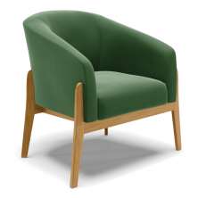 Poltrona Stella Suede Verde Base Madeira Castanho - D'Rossi