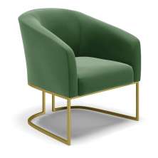 Poltrona Stella Suede Verde Base Metálica Industrial Dourado - D'Rossi