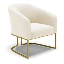 Poltrona Stella Veludo Bege Base Metálica Industrial Dourado - D'Rossi