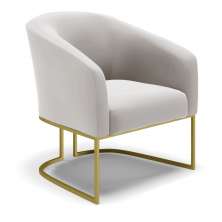 Poltrona Stella Veludo Cinza Base Metálica Industrial Dourado - D'Rossi