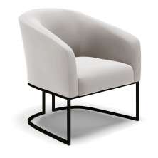 Poltrona Stella Veludo Cinza Base Metálica Industrial Preto - D'Rossi