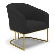 Poltrona Stella Veludo Preto Base Metálica Industrial Dourado - D'Rossi