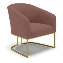 Poltrona Stella Veludo Rosê Base Metálica Industrial Dourado - D'Rossi