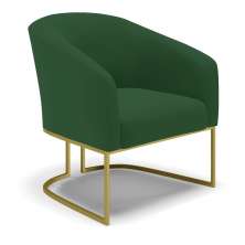 Poltrona Stella Veludo Verde Base Industrial Dourada - D'Rossi