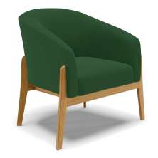 Poltrona Stella Veludo Verde Base Madeira Castanho - D'Rossi