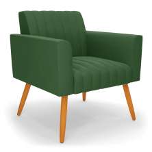 Poltrona Viena Gomada Suede Verde Pés Palito Castanho - D'Rossi