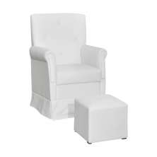 Poltrona de Amamentação com Puff Suzi Balanço Corino Branco K-1031 D'Rossi