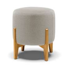 Puff Banqueta Decorativo Base Madeira Stella Bouclê Cinza P01 - D'Rossi