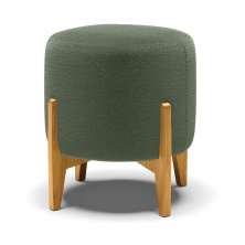 Puff Banqueta Decorativo Base Madeira Stella Bouclê Verde Pistache P01 - D'Rossi