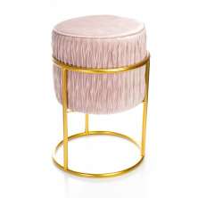 Puff Decorativo Banqueta Redondo de Natal com Base de Ferro em Veludo Rosa Antigo - D'Rossi