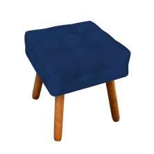 Puff Elisa Suede Azul Marinho Pés Palito Castanho D'Rossi