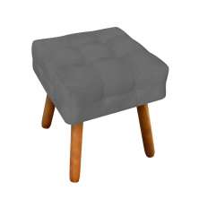 Puff Elisa Suede Grafite Pés Palito Castanho D'Rossi