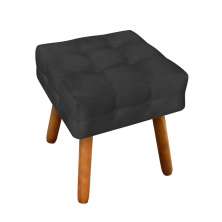 Puff Elisa Suede Preto Pés Palito Castanho D'Rossi