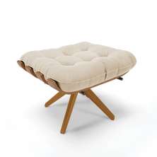 Puff Giratório Costela Suede Bege Base Madeira MA25 D'Rossi