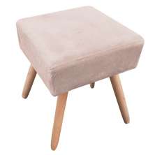 Puff Ibiza Quadrado Suede Bege Pés Palito Natural D'Rossi