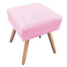 Puff Ibiza Quadrado Suede Rosa Bebê Pés Palito Natural D'Rossi