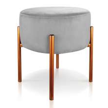 Puff Iron Suede Cinza Base Metálica Cobre - D'Rossi