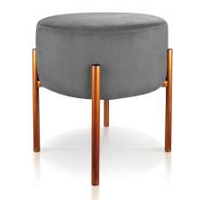 Puff Iron Suede Grafite Base Metálica Cobre - D'Rossi