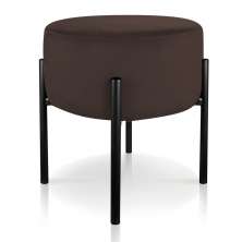 Puff Iron Suede Marrom Base Preto Palito D'Rossi