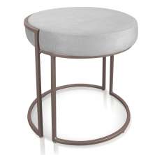 Puff Love Suede Cinza Base Industrial Cobre - D'Rossi