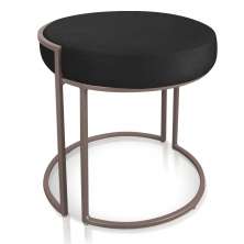 Puff Love Suede Preto Base Industrial Cobre - D'Rossi