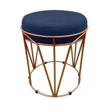 Puff Multiuso com Mesa Babu 2 em 1 Suede Azul Marinho Base Cobre - D'Rossi