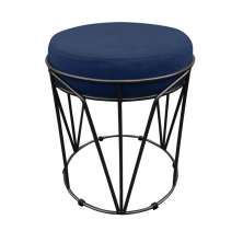 Puff Multiuso com Mesa Babu 2 em 1 Suede Azul Marinho Base Preto - D'Rossi