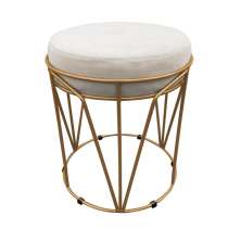 Puff Multiuso com Mesa Babu 2 em 1 Suede Bege Base Dourado - D'Rossi