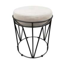 Puff Multiuso com Mesa Babu 2 em 1 Suede Bege Base Preto - D'Rossi