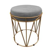 Puff Multiuso com Mesa Babu 2 em 1 Suede Grafite Base Dourado - D'Rossi