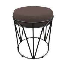 Puff Multiuso com Mesa Babu 2 em 1 Suede Marrom Base Preto - D'Rossi