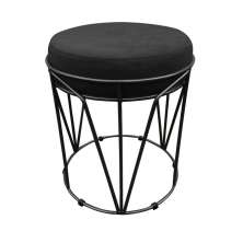 Puff Multiuso com Mesa Babu 2 em 1 Suede Preto Base Preto - D'Rossi