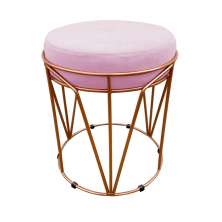 Puff Multiuso com Mesa Babu 2 em 1 Suede Rosa Bebê Base Cobre - D'Rossi